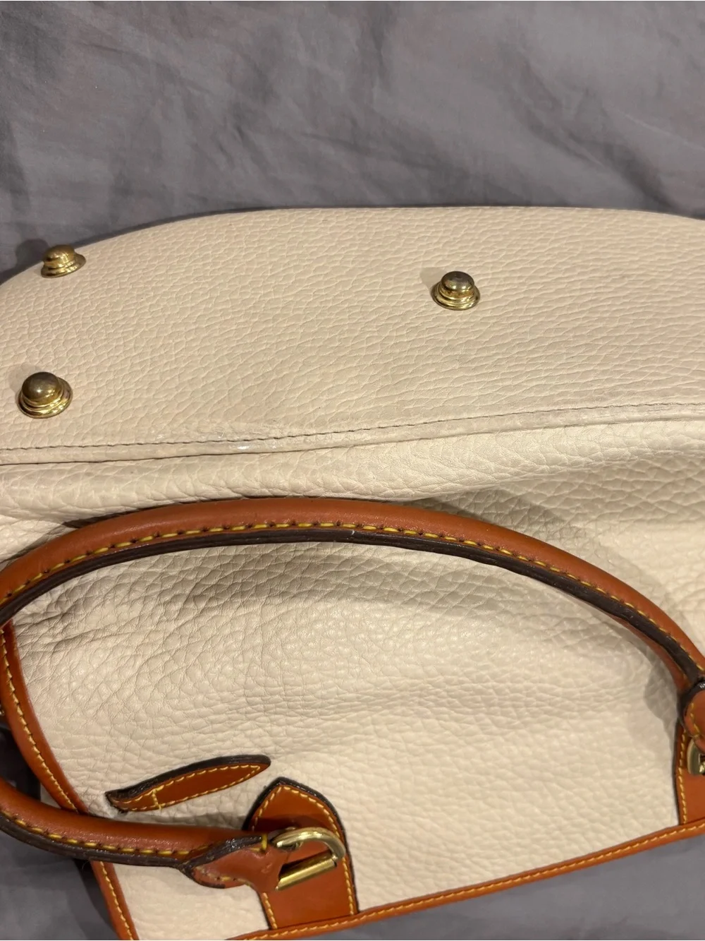 Dooney & Bourke Cream and Tan Leather Satchel